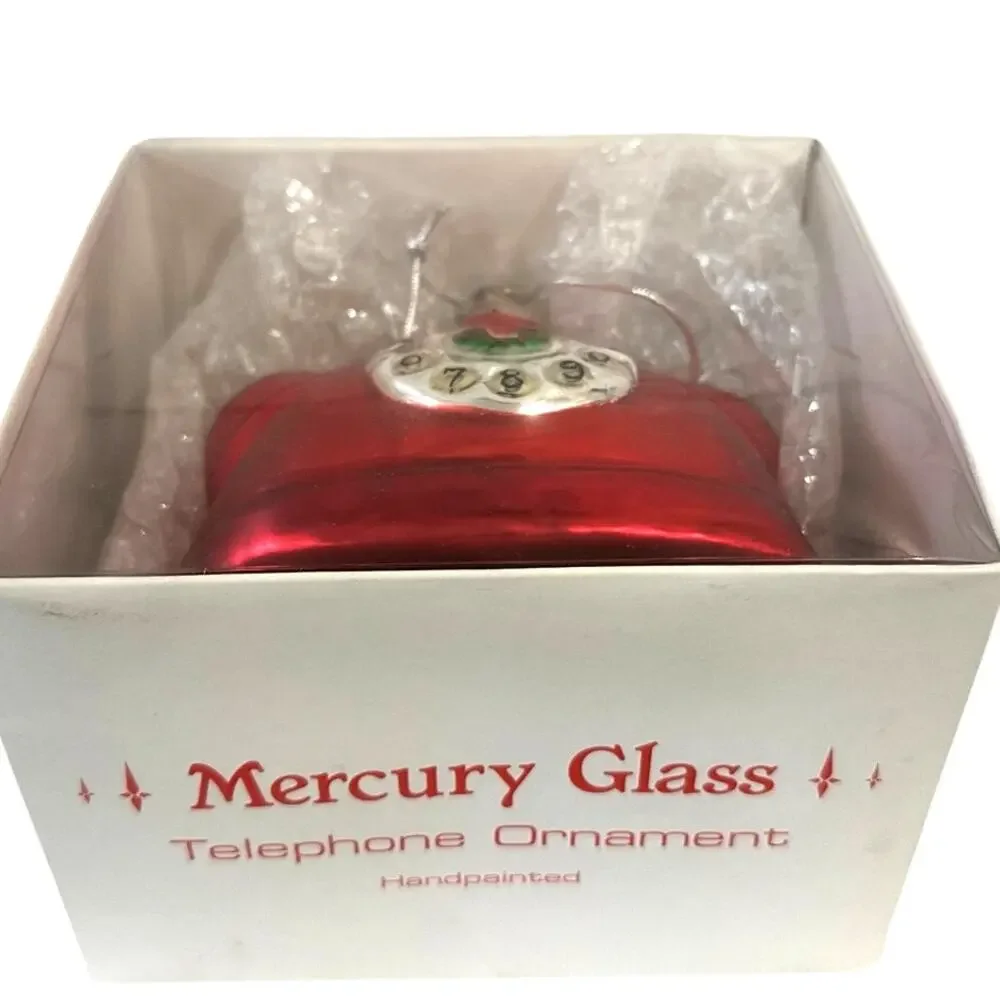 Department 56 Handblown Mercury Glass Jumbo Christmas 'Telephone' Ornament-NWT